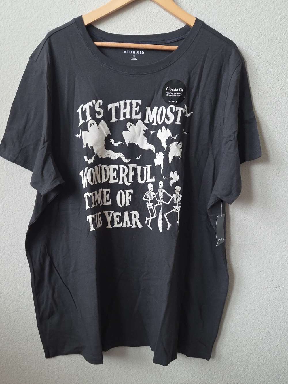 torrid Women's Black Halloween Ghost & Skeleton Graphic Tee Plus Size 3 3X 22-24